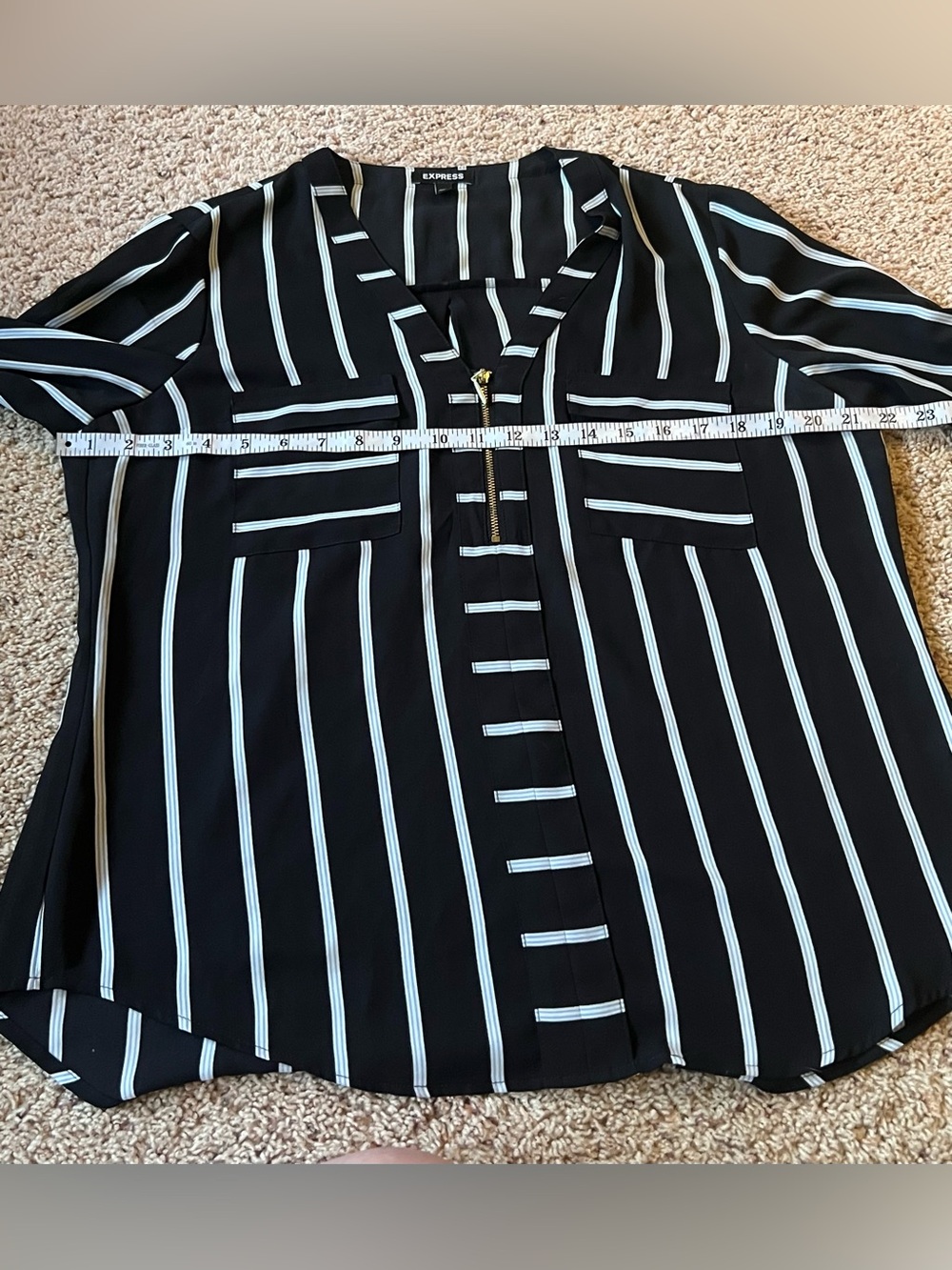 Express Black Top with White Stripe Detail - Picture 3 of 4